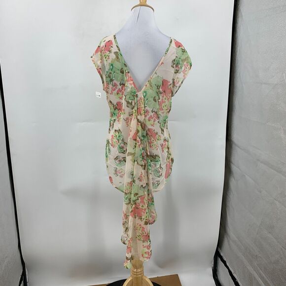 Mimi Chica Blouse Womens XS Extra Small Floral Cap Sleeve V Back Ruffle Train - Picture 5 of 14